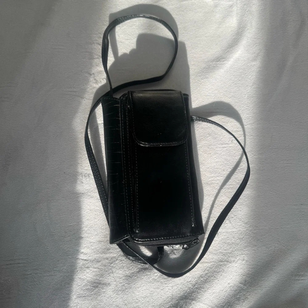 Vintage Bellerose Black Leather Crossbody Wallet Purse – Organizer Bag Y2K‎